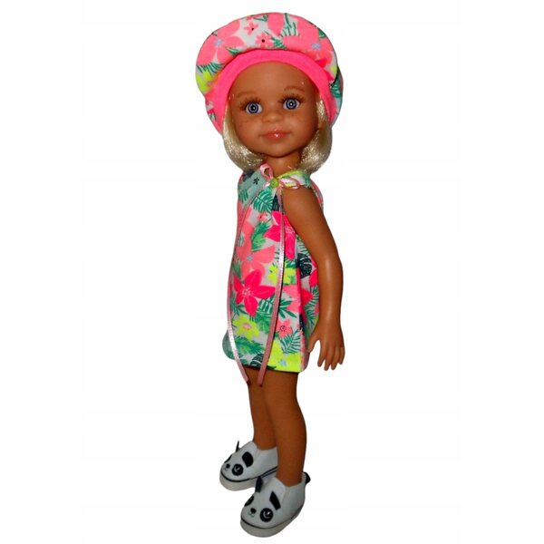 Completo abbigliamento per bambola Paola Reina 32 cm: vestito e cappellino colorati
