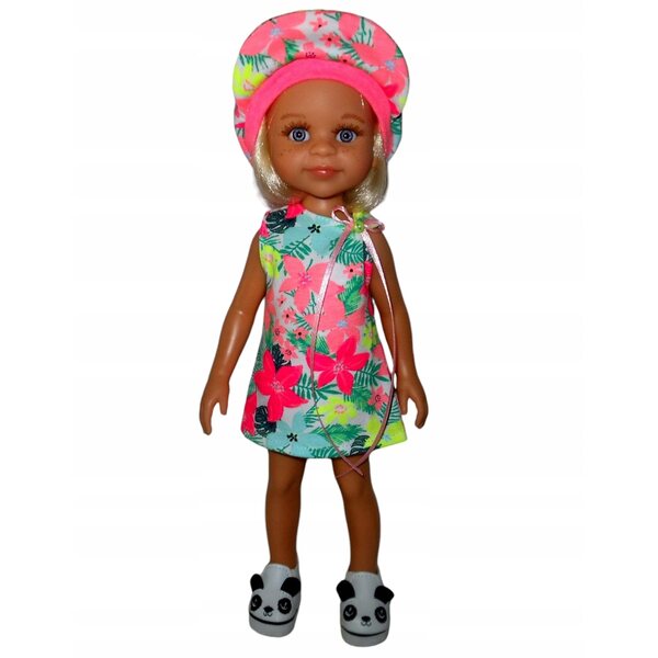 Completo abbigliamento per bambola Paola Reina 32 cm: vestito e cappellino colorati