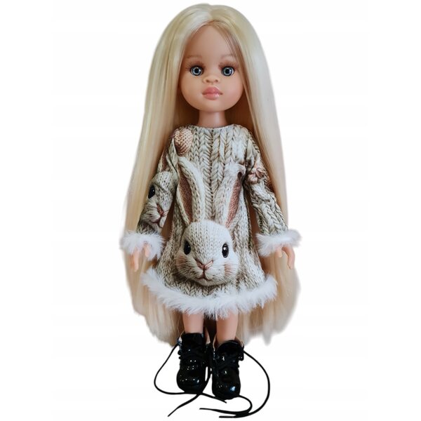 Paola Reina Puppenkleid, Wollhase mit Fell, Puppenkleidung