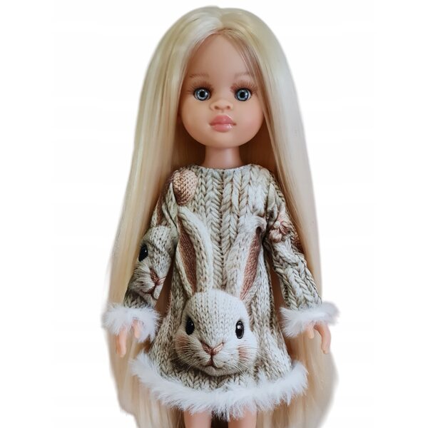 Paola Reina Puppenkleid, Wollhase mit Fell, Puppenkleidung