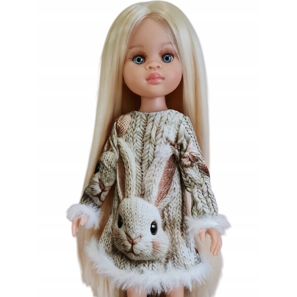 Paola Reina Puppenkleid, Wollhase mit Fell, Puppenkleidung