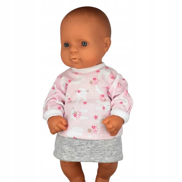Kleidung für 30-cm-Puppen: Bluse und Rock aus kindersicherem Stoff