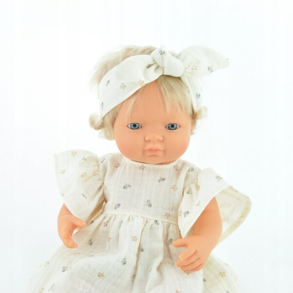 Opaska in muslin per bambole Baby Born 42-43 cm e altre, colore ecru con foglie