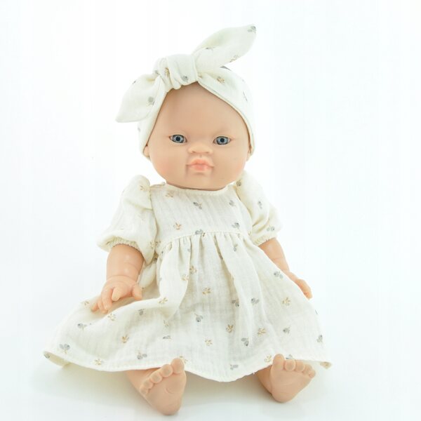 Opaska in muslin per bambole Baby Born 42-43 cm e altre, colore ecru con foglie
