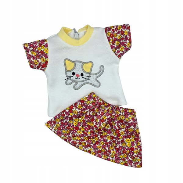 Kleidung für eine 36–38 cm große Puppe: Bluse und Rock aus hochwertiger Baumwolle