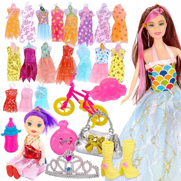 Set Abbigliamento e Accessori per Bambole con Vestiti, Scarpe e Borsa