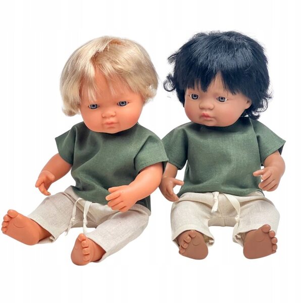 Grünes Stoffkleidungsset für Miniland 38 cm Puppe und Paola Reina