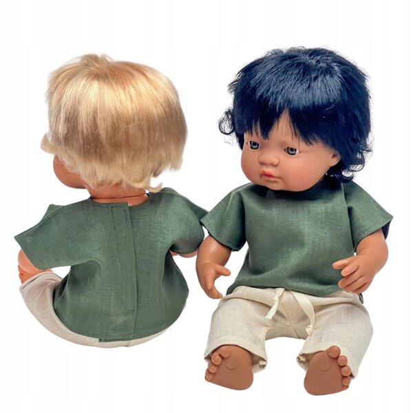 Grünes Stoffkleidungsset für Miniland 38 cm Puppe und Paola Reina