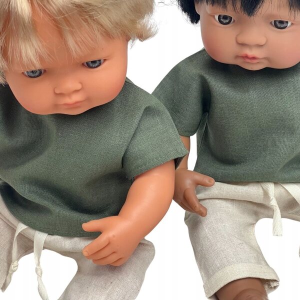 Grünes Stoffkleidungsset für Miniland 38 cm Puppe und Paola Reina