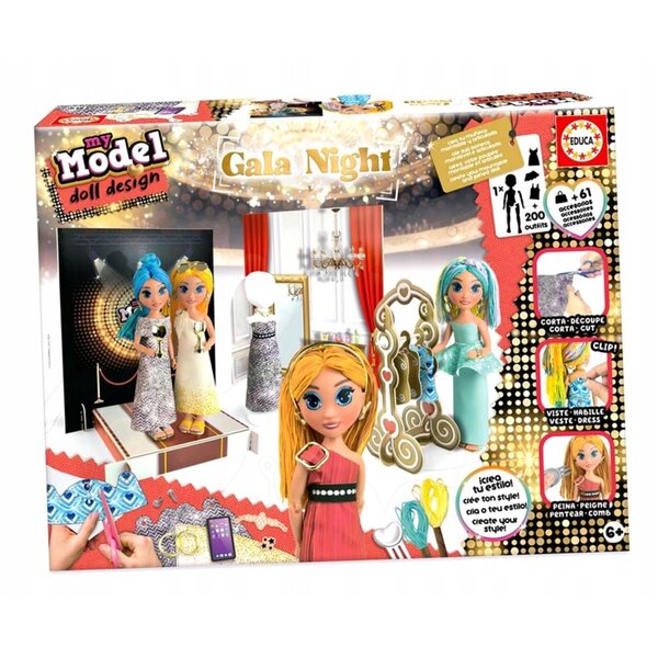 Puppe zum Zusammenbauen und Bekleiden von Gala Night Educa mit Modeaccessoires