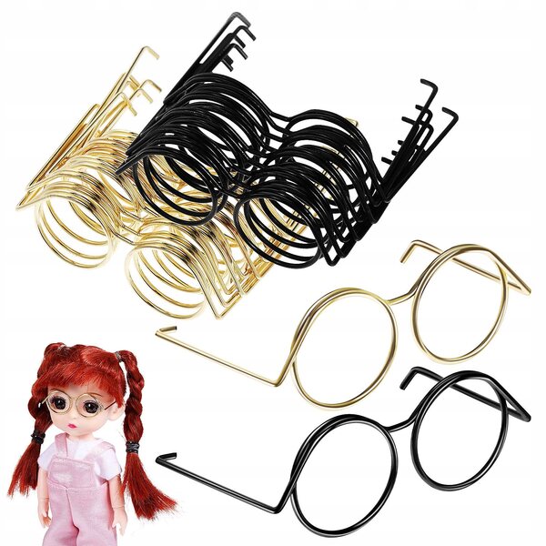 20 farbenfrohe und langlebige Miniatur-Puppenbrillen mit Metallrahmen
