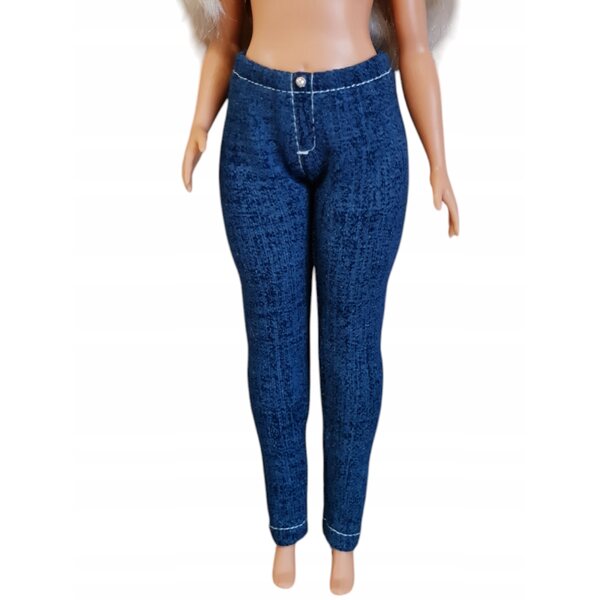 Pantaloni XXL per bambole con figura rotonda in tessuto jeans blu scuro