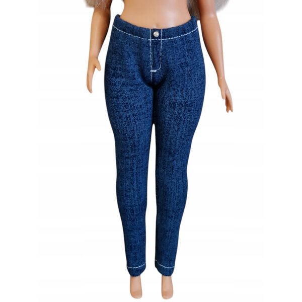 Pantaloni XXL per bambole con figura rotonda in tessuto jeans blu scuro