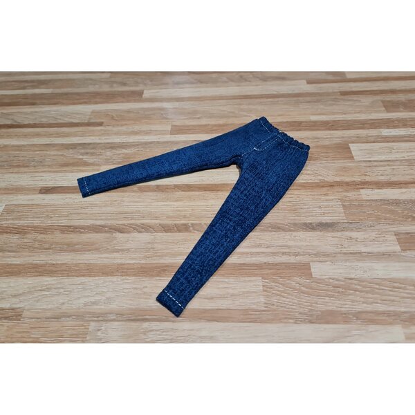 Pantaloni XXL per bambole con figura rotonda in tessuto jeans blu scuro