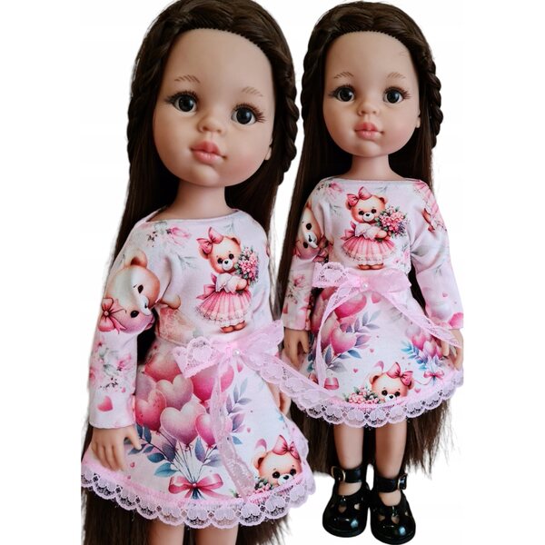 Kleid für Paola Reina 32 cm Puppe mit Teddybär- und Ballonaufdruck