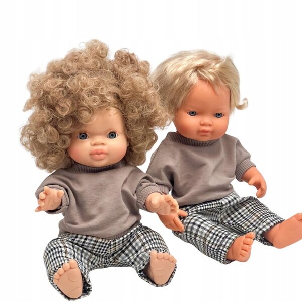 Kariertes Kleidungsset für Miniland-, Minikane- und Paola Reina-Puppen 34–38 cm