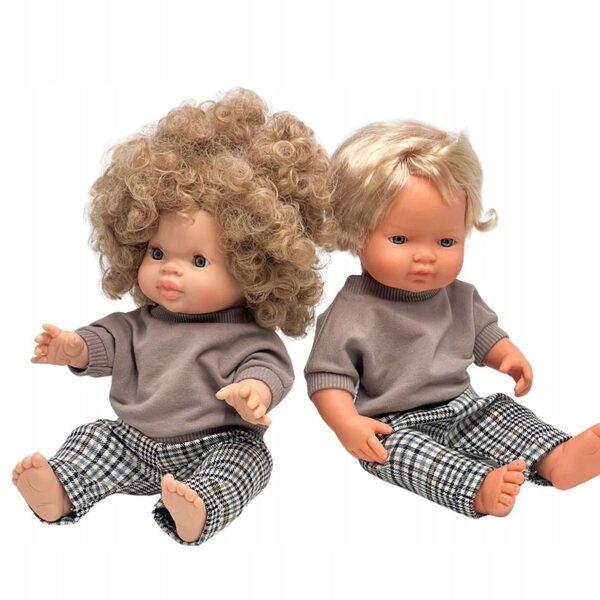 Kariertes Kleidungsset für Miniland-, Minikane- und Paola Reina-Puppen 34–38 cm
