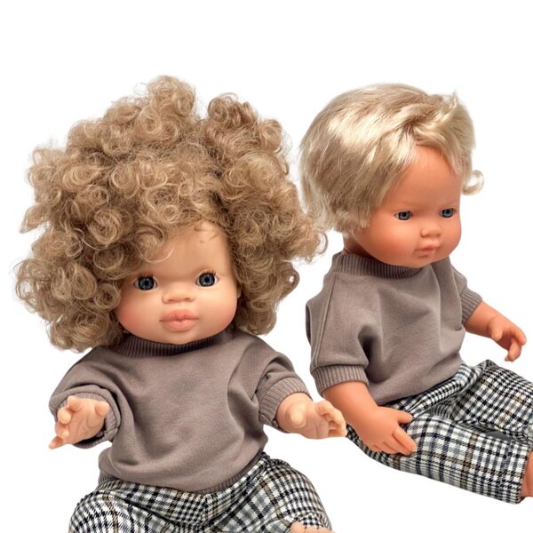 Kariertes Kleidungsset für Miniland-, Minikane- und Paola Reina-Puppen 34–38 cm