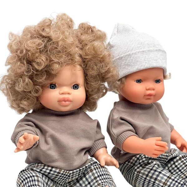 Kariertes Kleidungsset für Miniland-, Minikane- und Paola Reina-Puppen 34–38 cm