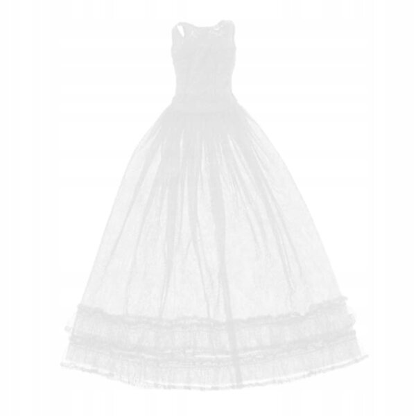 Hochzeitskleid für Puppen aus weißer Spitze mit Volants, elegant und raffiniert