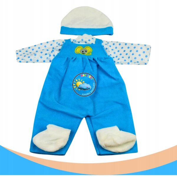Kleidung für eine 40-cm-Puppe – komplett mit Overall und gepunktetem T-Shirt