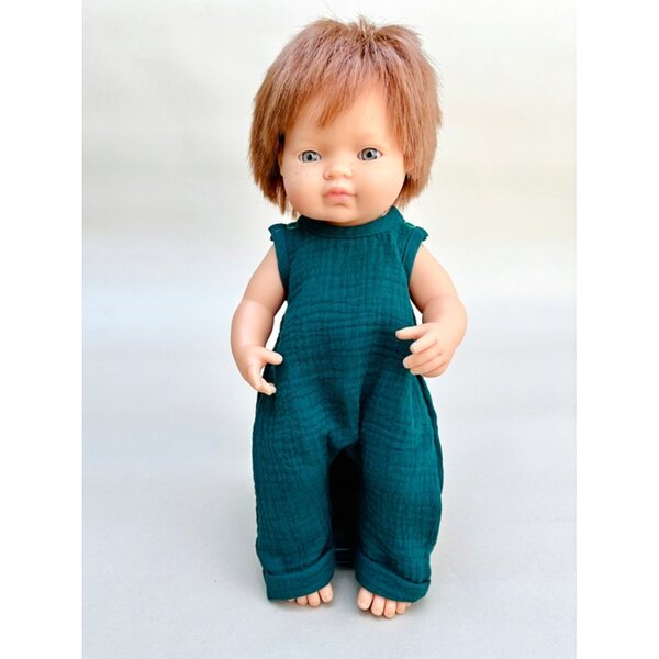 Musselin-Shorts für Miniland Botanical Green 38 cm Puppe, handgenäht
