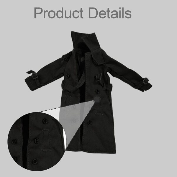 1/12 Mantel für 6-Zoll-Actionfigur KiBcsLic Schwarz, realistisches und vielseitiges Accessoire