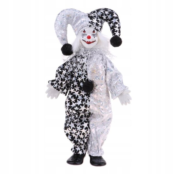 Clownfigur 23 cm aus Porzellan und Stoff – Halloween-Dekoration und kreatives Geschenk