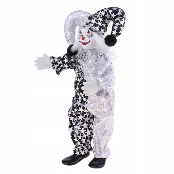 Clownfigur 23 cm aus Porzellan und Stoff – Halloween-Dekoration und kreatives Geschenk