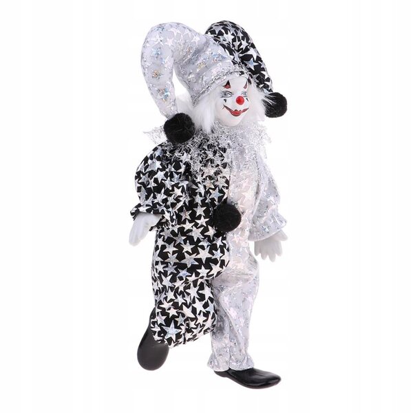 Clownfigur 23 cm aus Porzellan und Stoff – Halloween-Dekoration und kreatives Geschenk