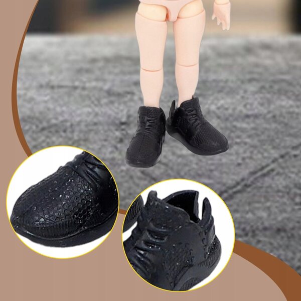 1:12 Puppen-Sportschuhe, austauschbare schwarze klassische Mini-Sneaker