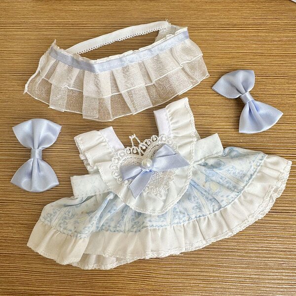 15-cm-Puppenkleidung aus weichem Stoff mit Entenkostüm und Marinekleid