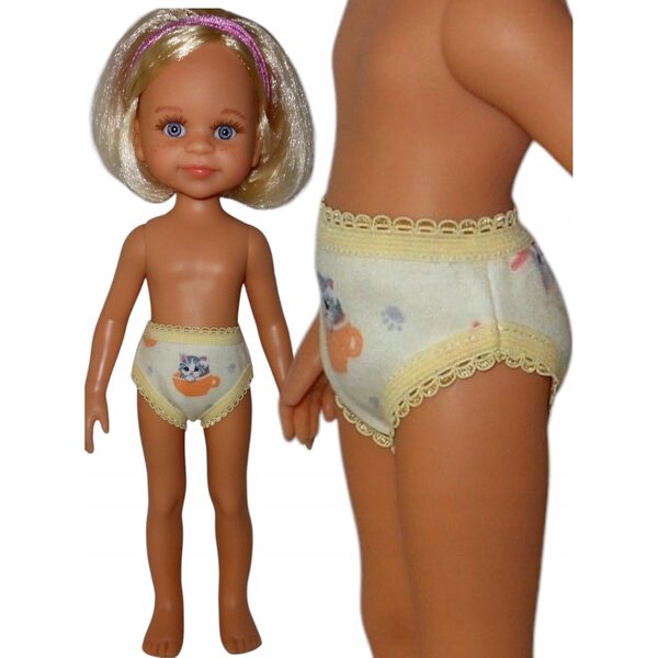 Majtki per bambola Paola Reina 32 cm, tessuto con stampa gattino
