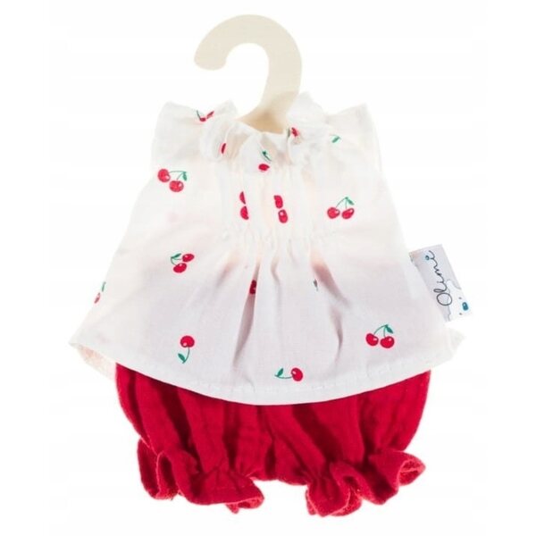 Kleidungsset für 21-cm-Puppe mit Olimi-Kirschmuster – hergestellt in Polen