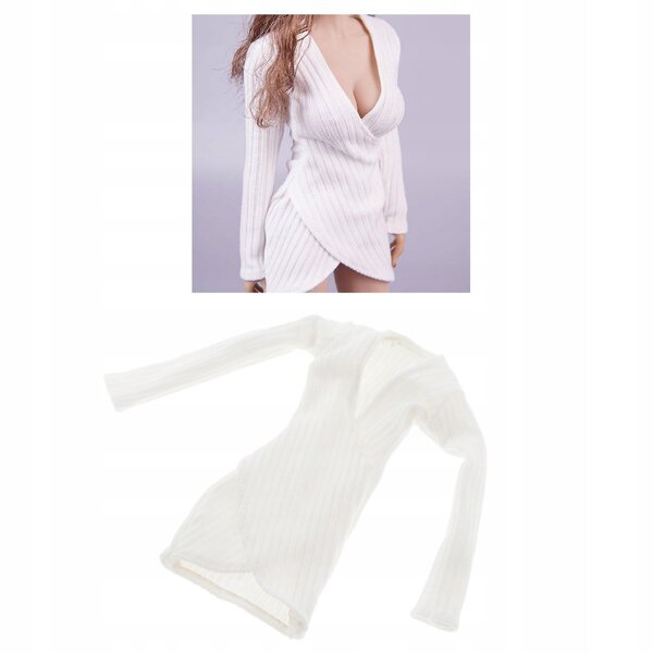 Schlankes weißes Kleid für 1:6-Puppen – vielseitiges und leicht zu tragendes Kostümzubehör