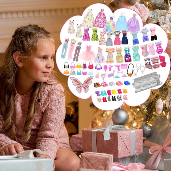 95-teiliges Set mit Kleidung und Accessoires für 30-cm-Puppen – Mode und Kreativität