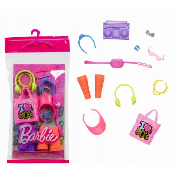 Barbie-Set mit 11 Modeaccessoires mit rosa Mattel-Tasche für Kinder ab 3 Jahren