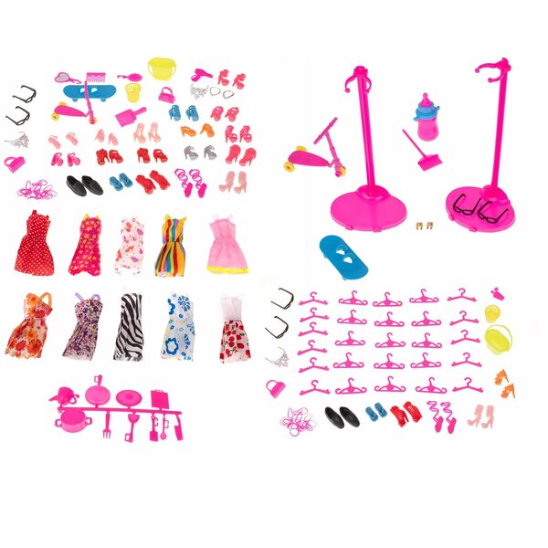 85-teiliges Set aus Kleidung und Accessoires für Ikonka-Puppen – kreative Spiele für Kinder