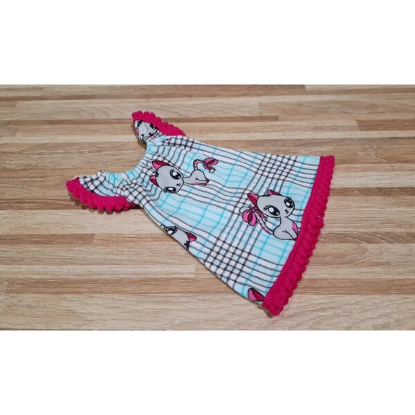Kleid für Paola Reina 32 cm Puppe mit Karomuster und Kätzchen