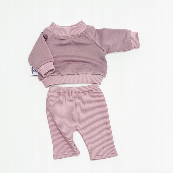 Bekleidungsset für Miniland 32 cm Puppe mit lavendelfarbenem Sweatshirt und Leggings