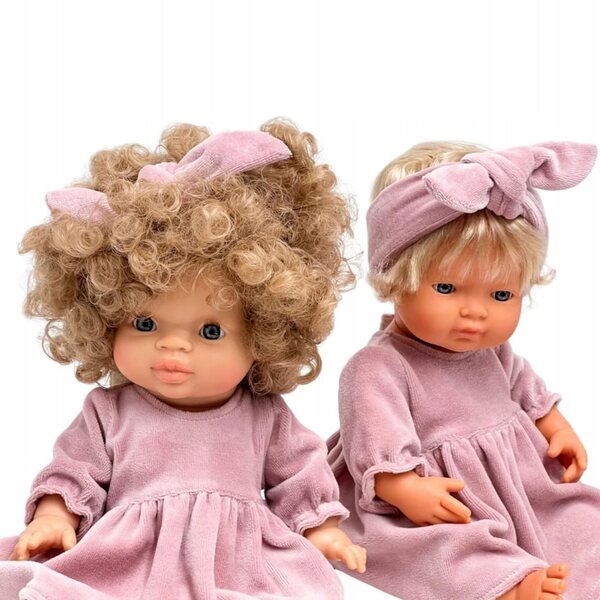 Sukienka dla lalek bobas 34-38 cm Miniland, różowa z welwetu, Jellycat,