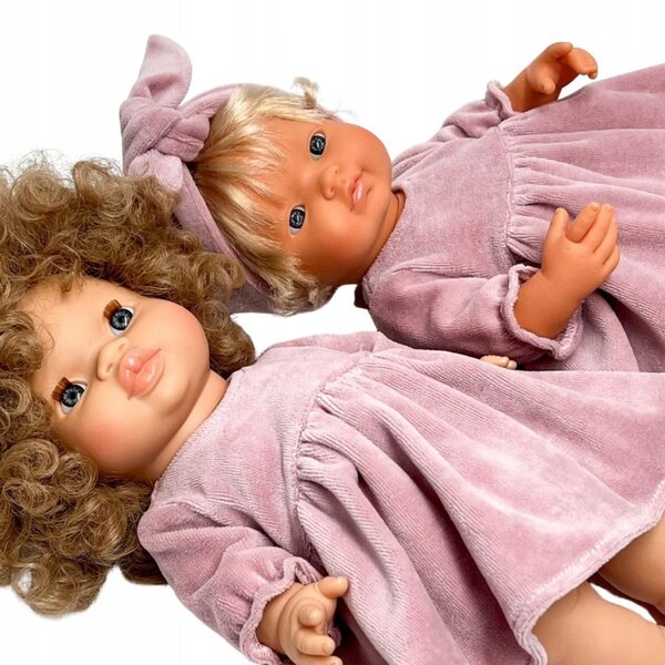 Sukienka dla lalek bobas 34-38 cm Miniland, różowa z welwetu, Jellycat,