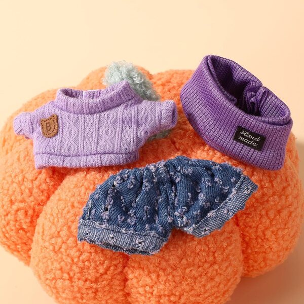 Kleidungsset für Puppen 17 cm handgefertigt gehäkelt Herbst Winter