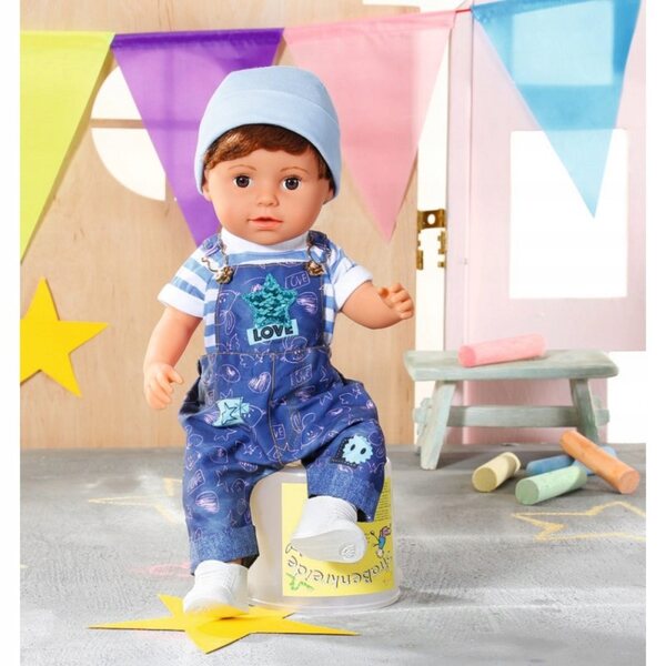 Deluxe Baby Born 43 cm Kleidung mit Overall, Jeans und Accessoires