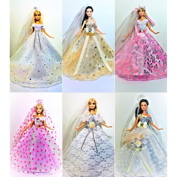 Elegantes Ballkleid für 28–31 cm große Puppen mit glänzenden Accessoires und Dekorationen