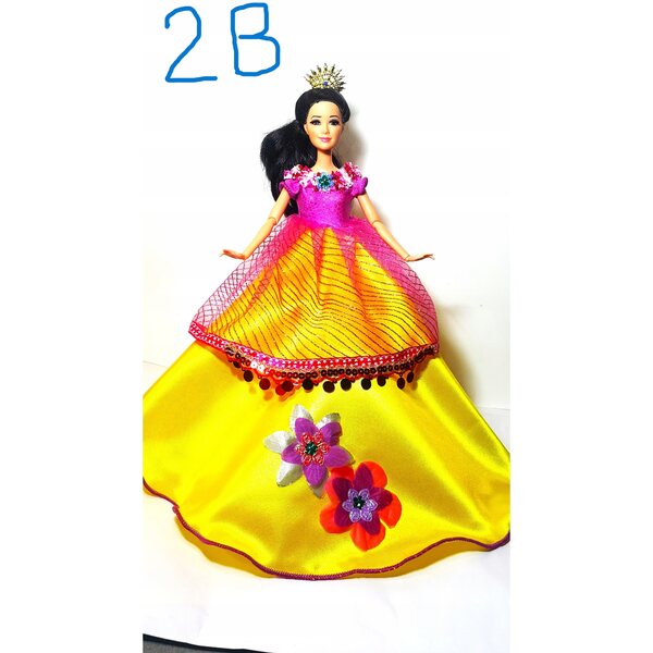 Elegantes Ballkleid für 28–31 cm große Puppen mit glänzenden Accessoires und Dekorationen