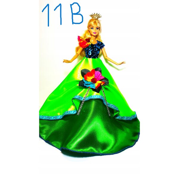 Elegantes Ballkleid für 28–31 cm große Puppen mit glänzenden Accessoires und Dekorationen
