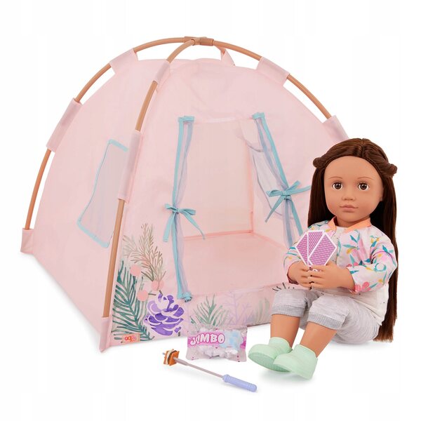 Tenda da campeggio per bambole Our Generation con accessori per giochi all'aperto
