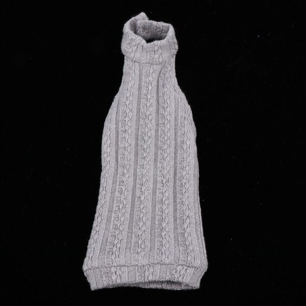 Grauer Strickpullover mit V-Ausschnitt für 1/4 BJD Puppen, Kleidungszubehör
