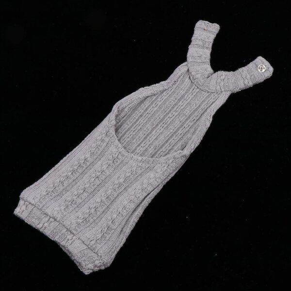 Grauer Strickpullover mit V-Ausschnitt für 1/4 BJD Puppen, Kleidungszubehör